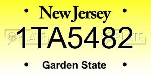 1TA5482 New Jersey License Plate