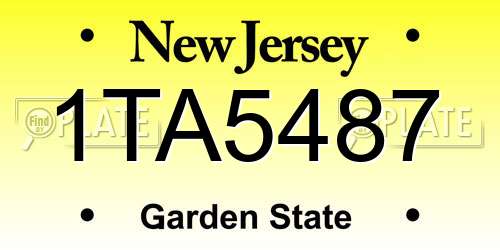 1TA5487 New Jersey License Plate