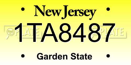 1TA8487 New Jersey License Plate