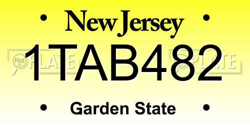 1TAB482 New Jersey License Plate