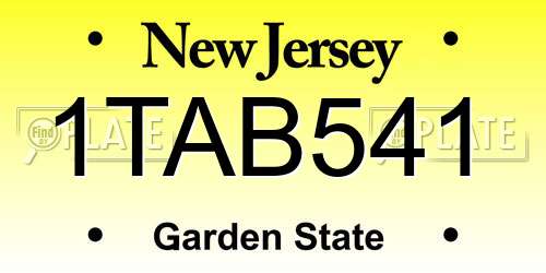 1TAB541 New Jersey License Plate