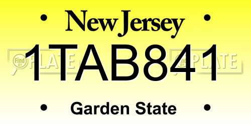 1TAB841 New Jersey License Plate