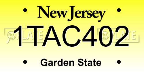 1TAC402 New Jersey License Plate