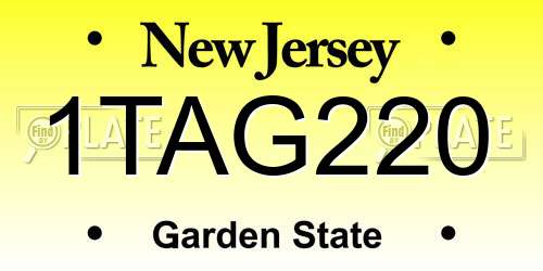 1TAG220 New Jersey License Plate