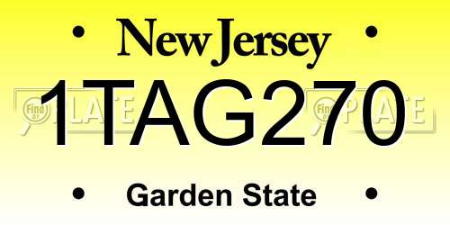 1TAG270 New Jersey License Plate