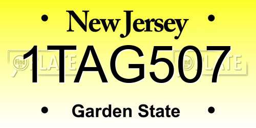 1TAG507 New Jersey License Plate