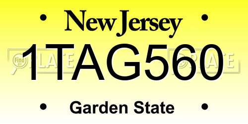 1TAG560 New Jersey License Plate