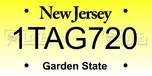 1TAG720 New Jersey License Plate