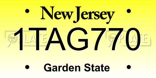 1TAG770 New Jersey License Plate