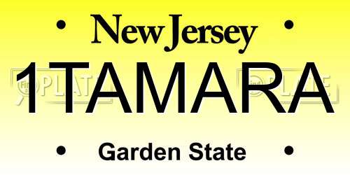1TAMARA New Jersey License Plate