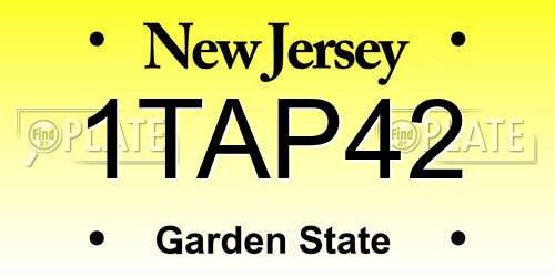 1TAP42 New Jersey License Plate