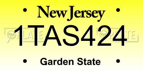 1TAS424 New Jersey License Plate