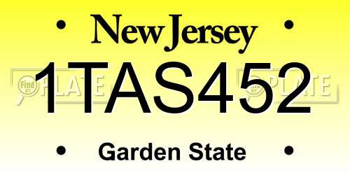 1TAS452 New Jersey License Plate
