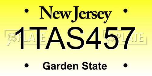 1TAS457 New Jersey License Plate