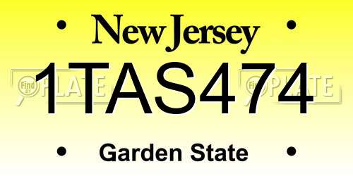 1TAS474 New Jersey License Plate