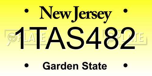 1TAS482 New Jersey License Plate