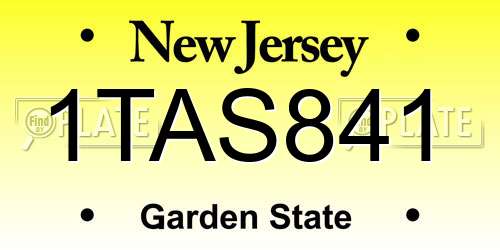 1TAS841 New Jersey License Plate