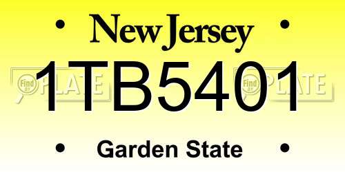 1TB5401 New Jersey License Plate