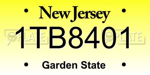 1TB8401 New Jersey License Plate