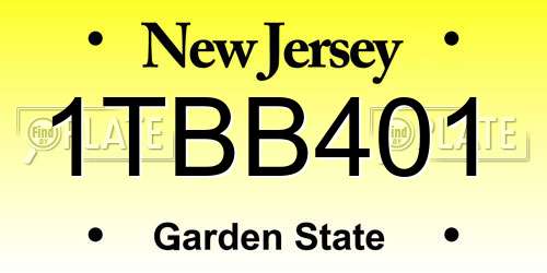 1TBB401 New Jersey License Plate