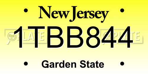 1TBB844 New Jersey License Plate