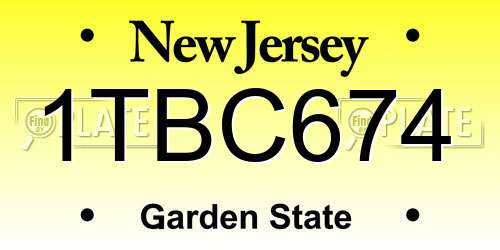 1TBC674 New Jersey License Plate