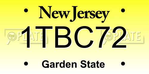 1TBC72 New Jersey License Plate