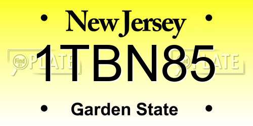 1TBN85 New Jersey License Plate