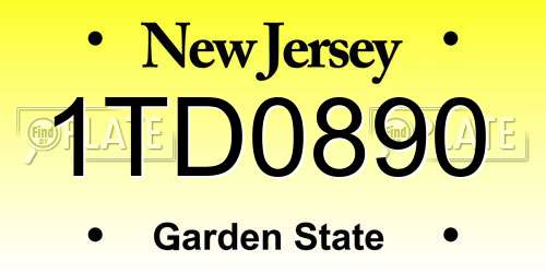 1TD0890 New Jersey License Plate