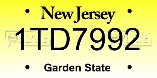 1TD7992 New Jersey License Plate