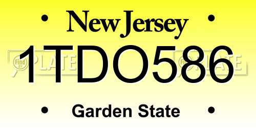 1TDO586 New Jersey License Plate