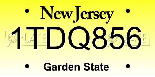 1TDQ856 New Jersey License Plate