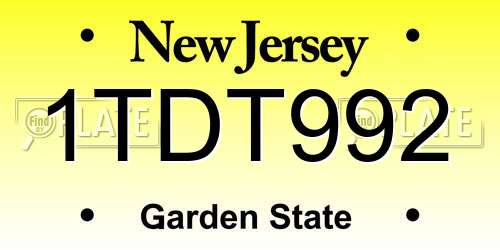 1TDT992 New Jersey License Plate