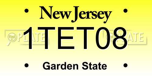 1TET08 New Jersey License Plate