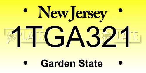 1TGA321 New Jersey License Plate