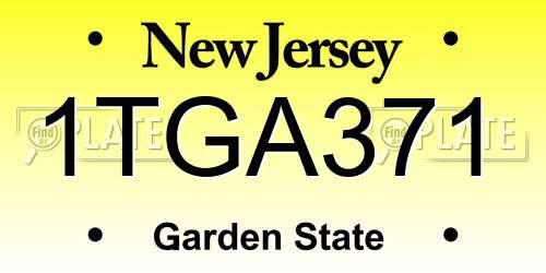 1TGA371 New Jersey License Plate
