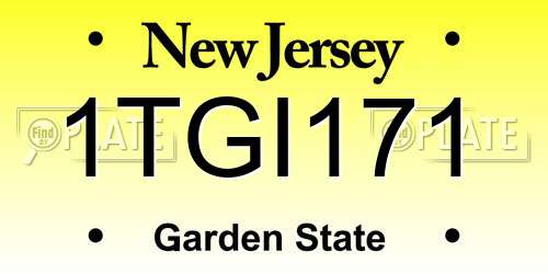 1TGI171 New Jersey License Plate