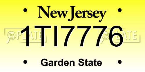 1TI7776 New Jersey License Plate