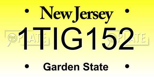 1TIG152 New Jersey License Plate