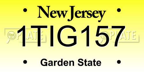 1TIG157 New Jersey License Plate