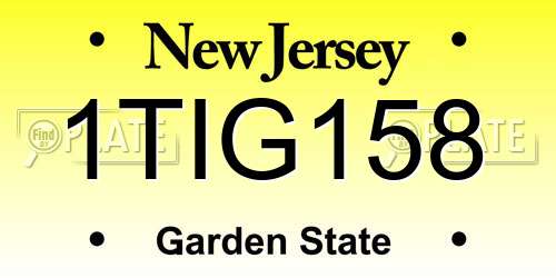 1TIG158 New Jersey License Plate