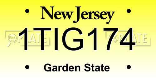1TIG174 New Jersey License Plate