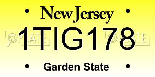 1TIG178 New Jersey License Plate