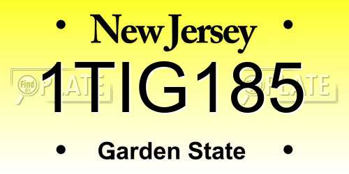 1TIG185 New Jersey License Plate