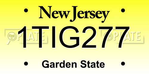 1TIG277 New Jersey License Plate