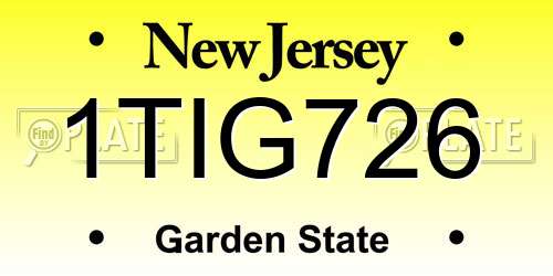 1TIG726 New Jersey License Plate