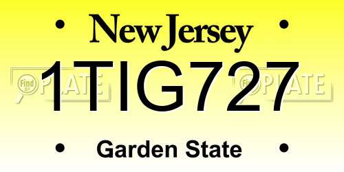 1TIG727 New Jersey License Plate
