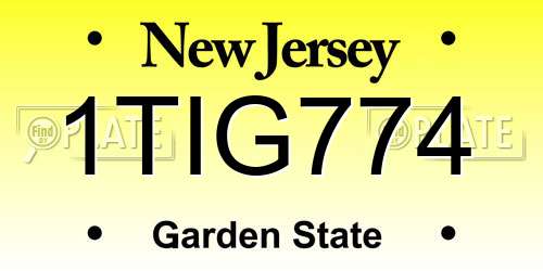 1TIG774 New Jersey License Plate