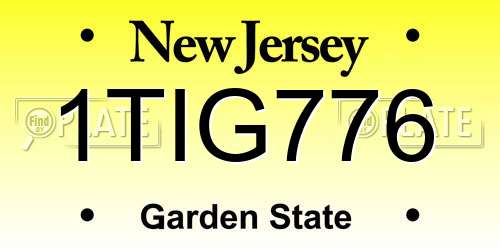 1TIG776 New Jersey License Plate