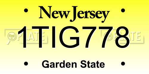 1TIG778 New Jersey License Plate